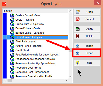 export primavera p6 activity layout