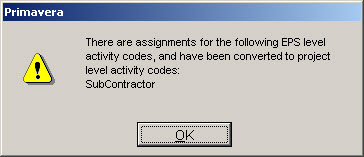 Converting a P6 Activity Code