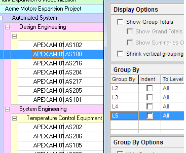 wbs to activity codes