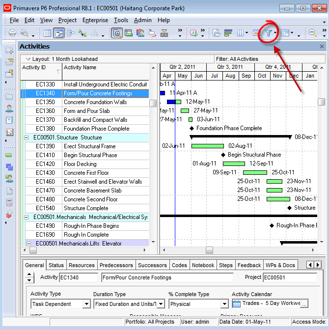 How To Build A Lookahead Filter In Primavera P6