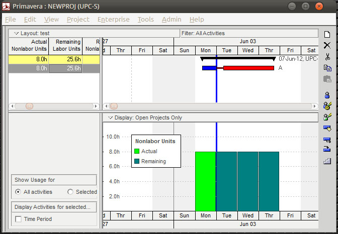 Primavera P6 Units Percent Complete screenshot