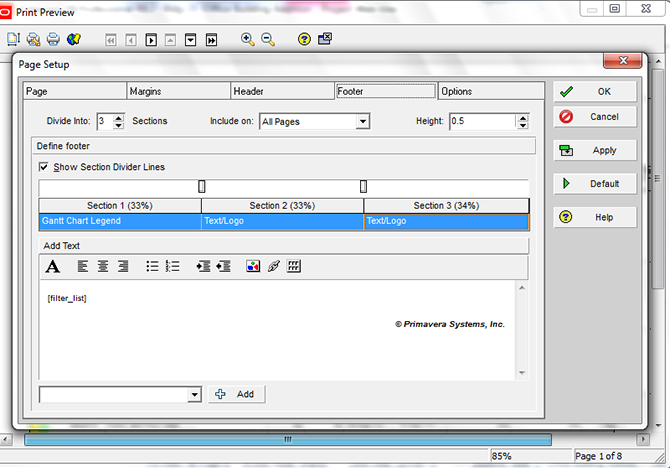 Printing Layouts in Primavera P6