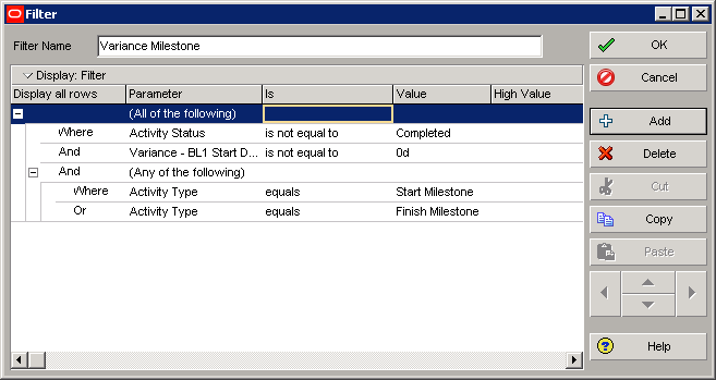 Variance Milestone Filter