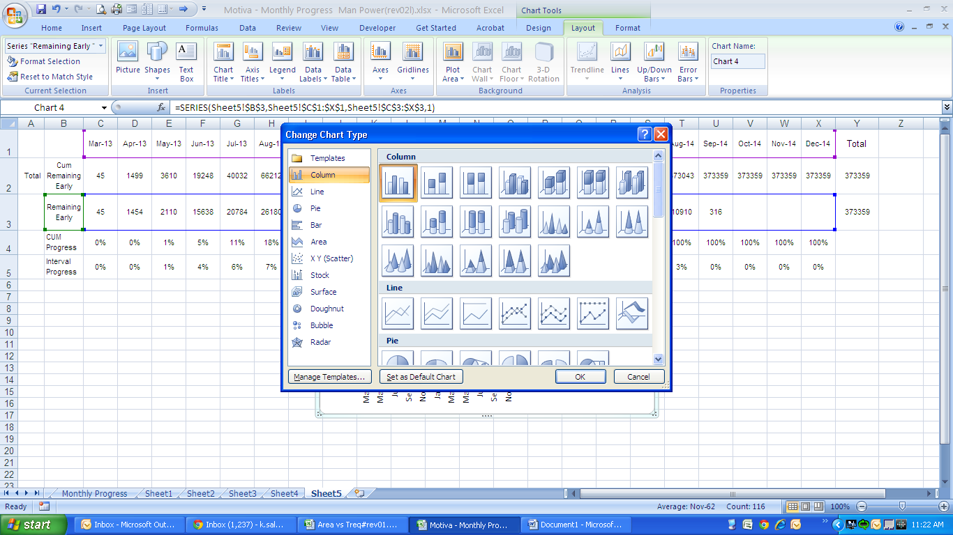 Step 8 - Change the data type to a “2-D Column” chart