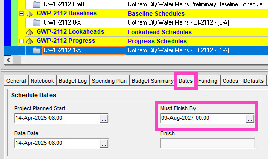 must finish by date in primavera p6 affects critical path