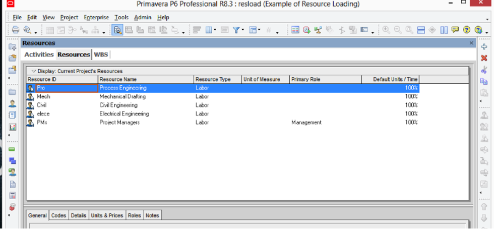 Setting Up LOEs and Resource Loading Them