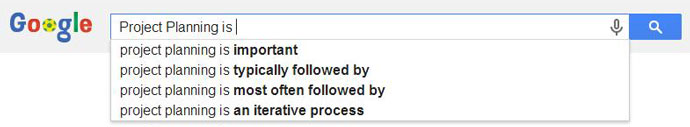 Google autocomplete Project Planning is