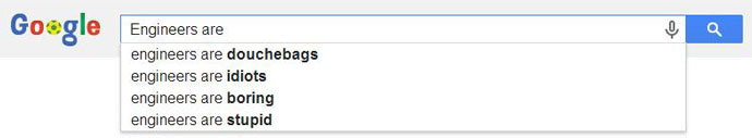 Google autocomplete Engineers are