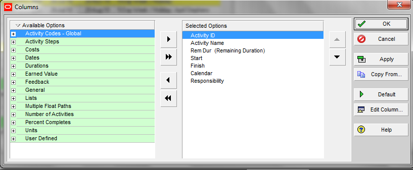 Developing Schedules Columns