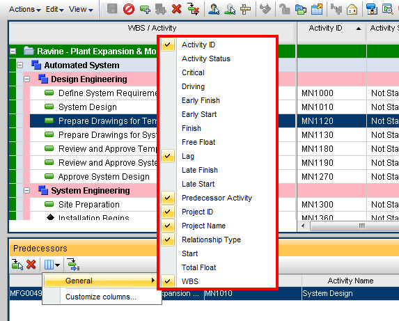 primavera p6 eppm relationship fields version 15.1