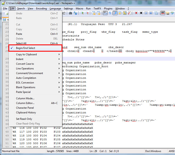 clean pobs data with notepad++