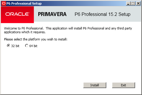 primavera p6 15.2 install select platform