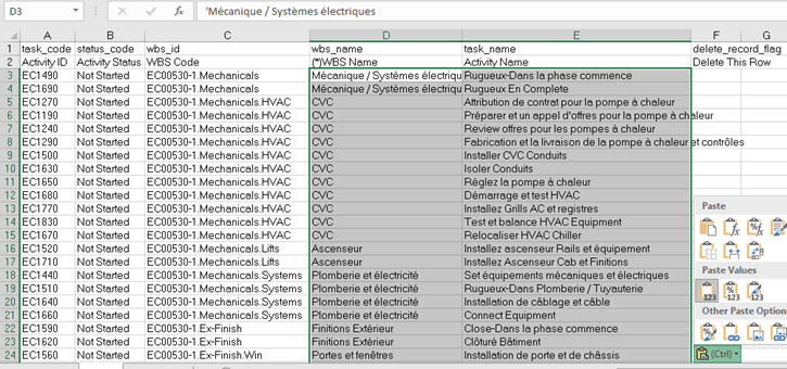 translated data now in excel