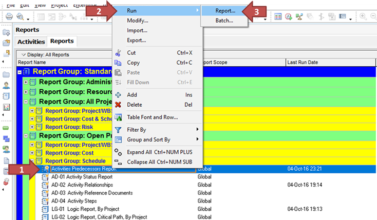 How To Create a Predecessors Report in Primavera P6