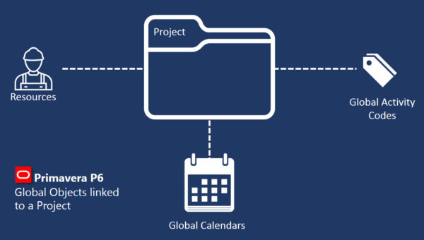 primavera p6 global objected linked