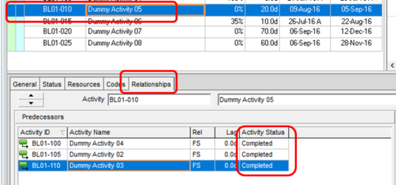 Out-of-Sequence Activities in Primavera P6 Professional