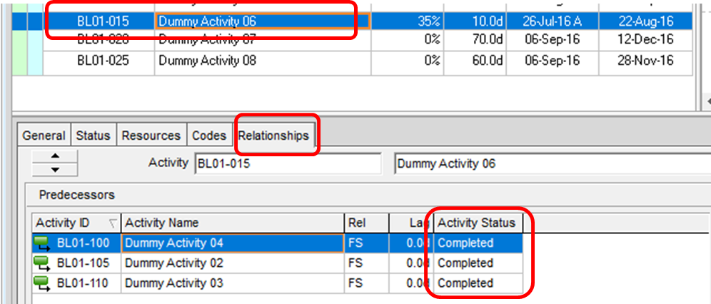 Out-of-Sequence Activities in Primavera P6 Professional