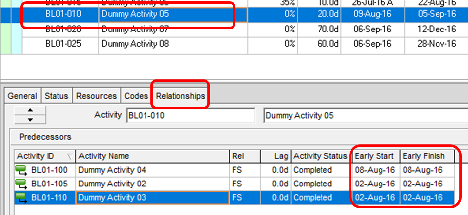 Out-of-Sequence Activities in Primavera P6 Professional