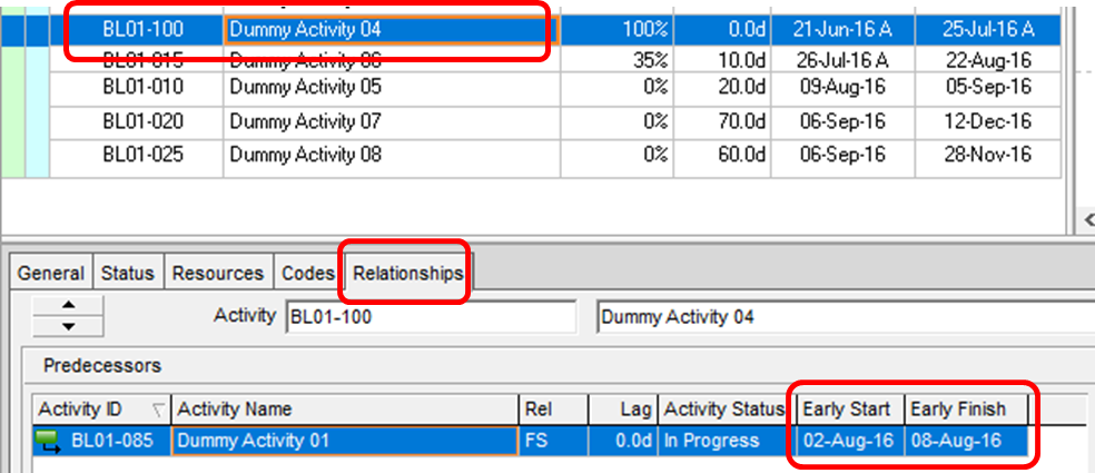 Out-of-Sequence Activities in Primavera P6 Professional