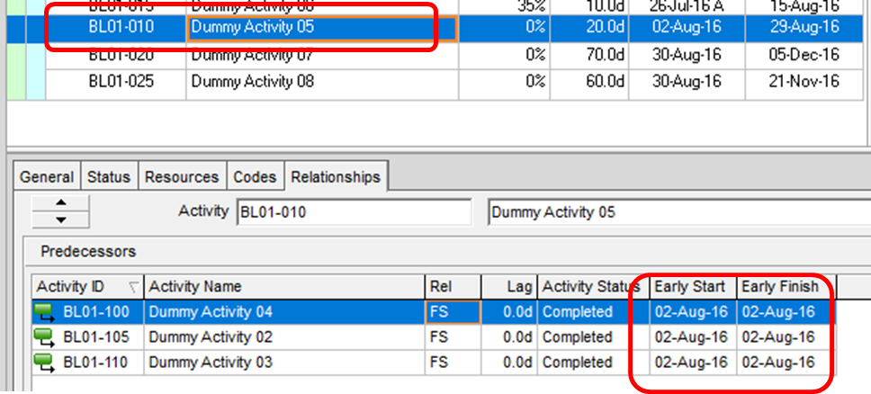 Out-of-Sequence Activities in Primavera P6 Professional
