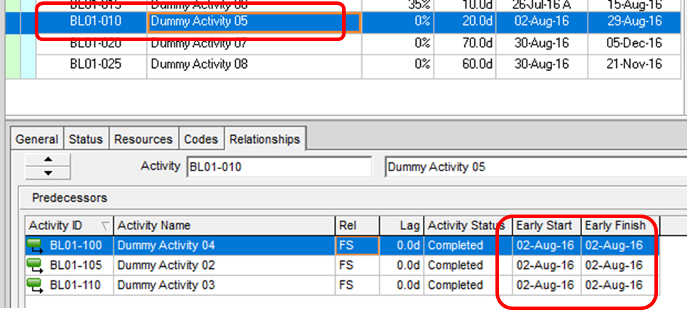 Out-of-Sequence Activities in Primavera P6 Professional