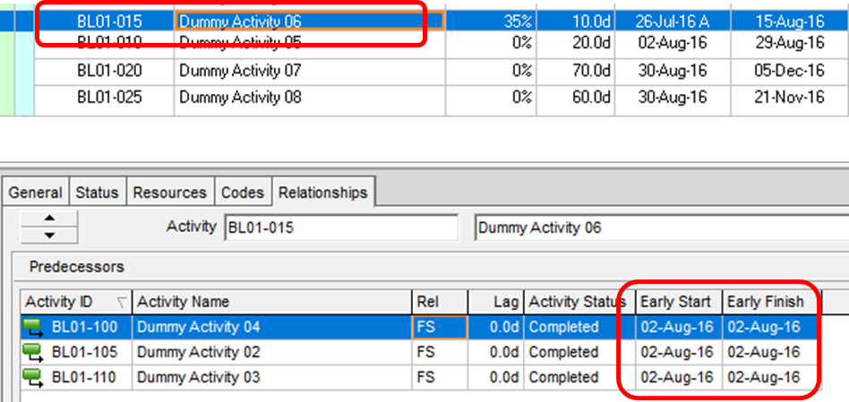 Out-of-Sequence Activities in Primavera P6 Professional