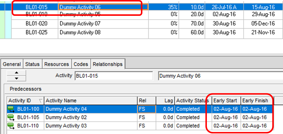 Out-of-Sequence Activities in Primavera P6 Professional