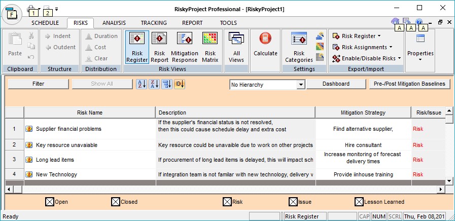 risky project risk analysis