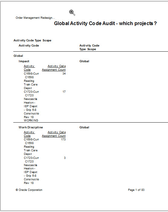 preview the p6 report output