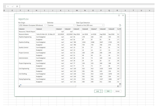 Importing a CSV File into Excel Using Power Query Step 2