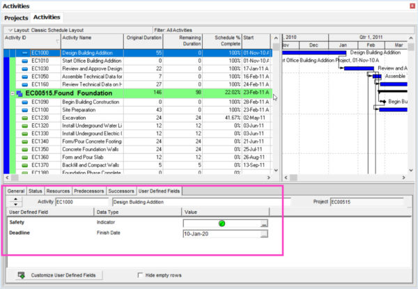 primavera p6 19.12 new udf tab