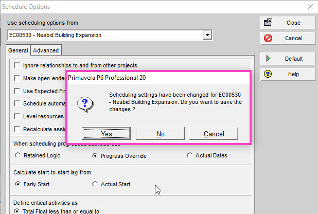 p6 save scheduling options