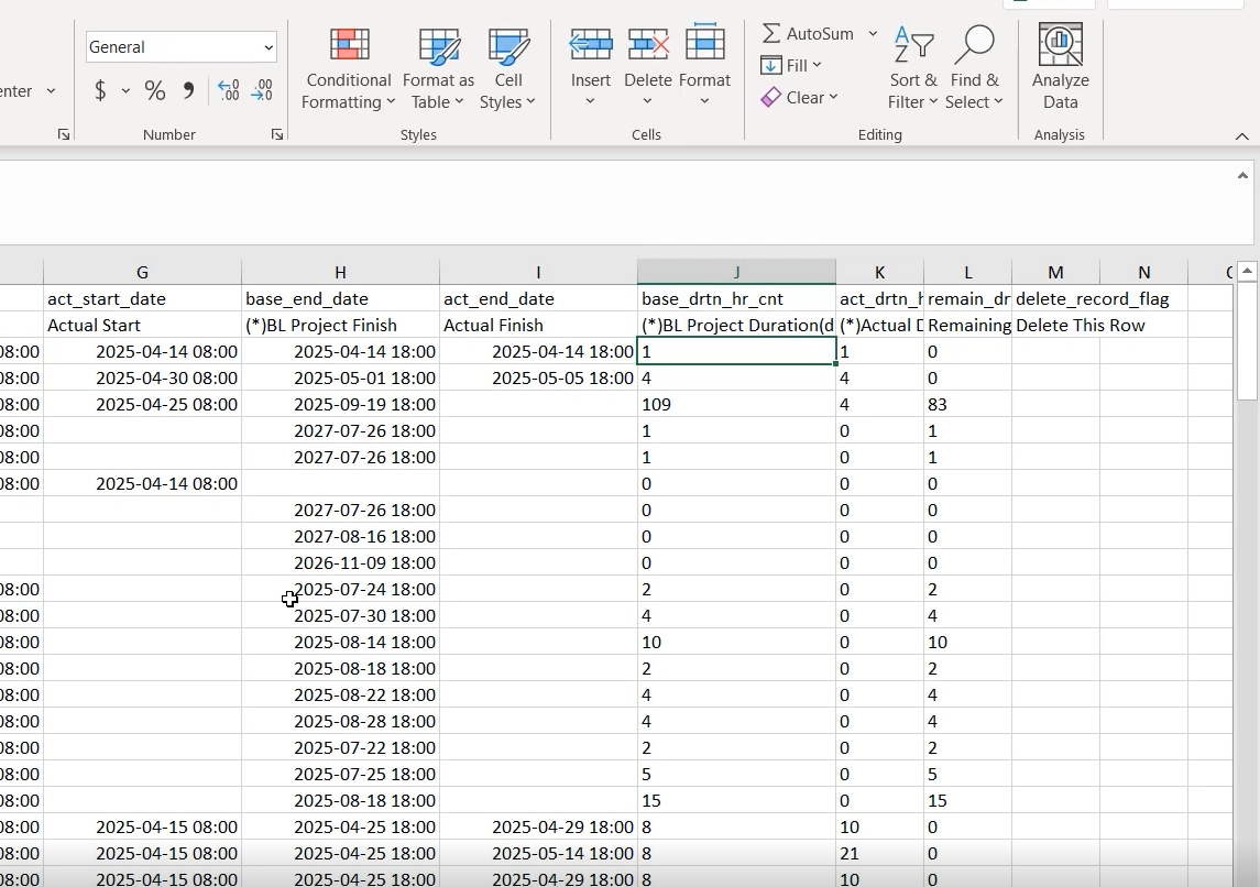 p6 export to excel