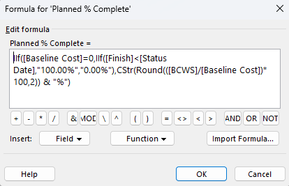 Microsoft custom fields formula